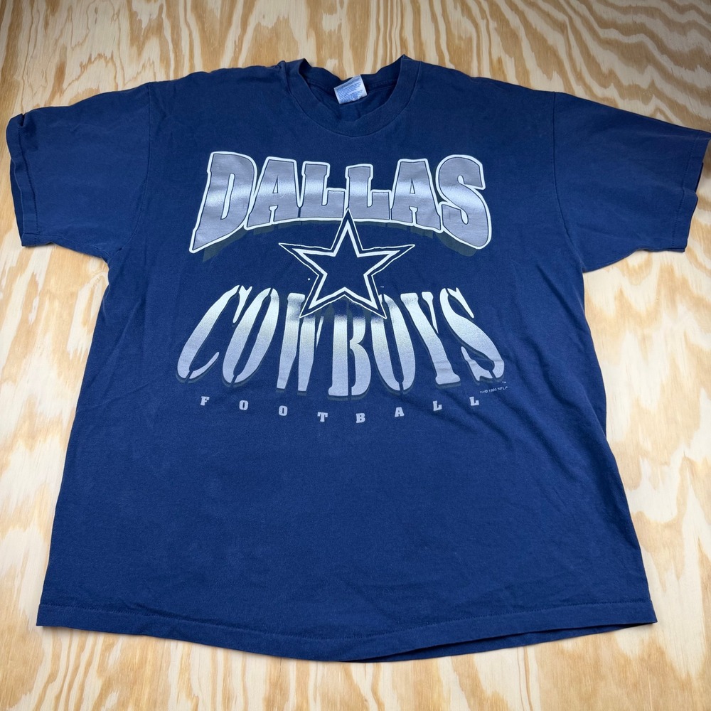 Vintage 1995 Dallas Cowboys T Shirt Mens XL Single Stitch Navy Blue NFL Tee